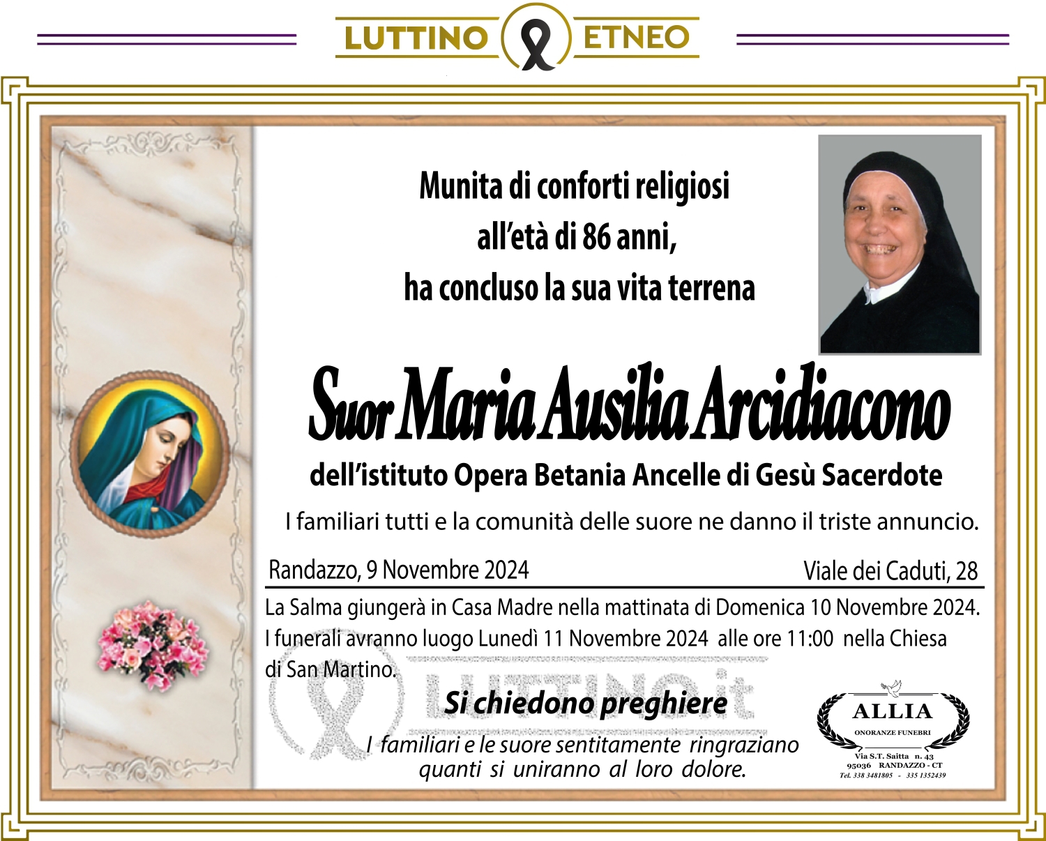 Suor Maria Ausilia Arcidiacono